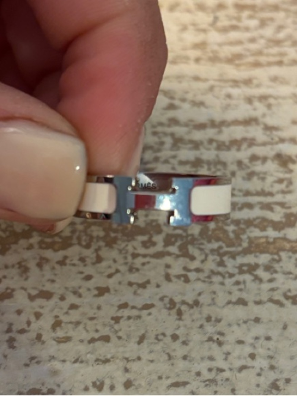 White Silver tone h Ring - Women Jewelry